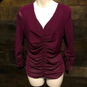 Parallel Burgundy Wine Ruched Top